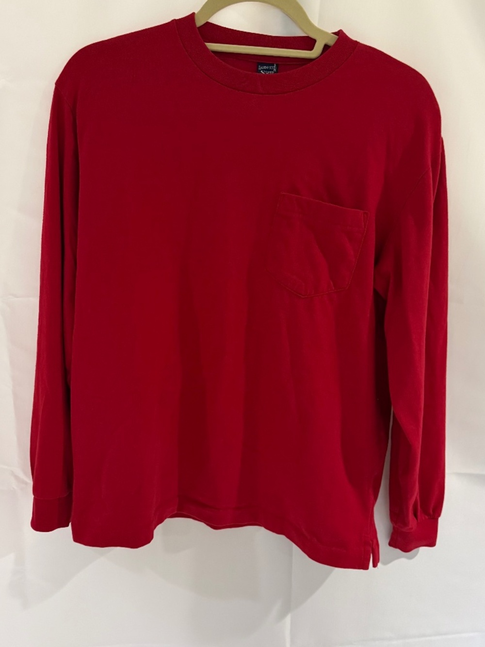 VTG Lands' End Super-T Long Sleeve Red Pocket Tee Shirt Women's REG S 6-8 USA